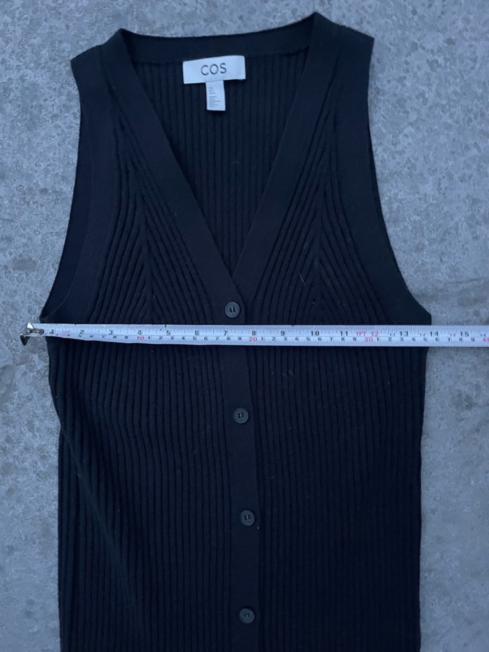 COS Ribbed Knit Button Front Maxi Dress Black Minimalist Sleeveless Small - Picture 9 of 10